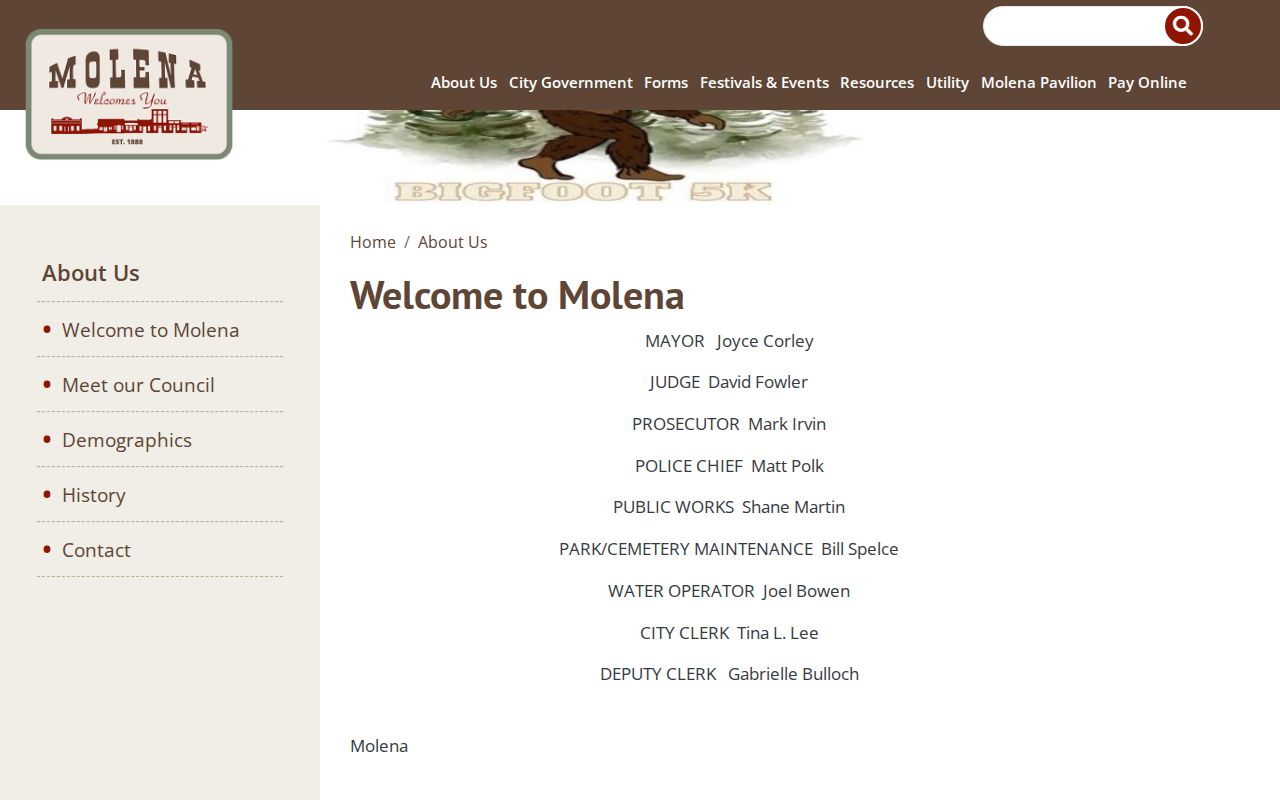 Molena court docket Municipal Court staff and schedule