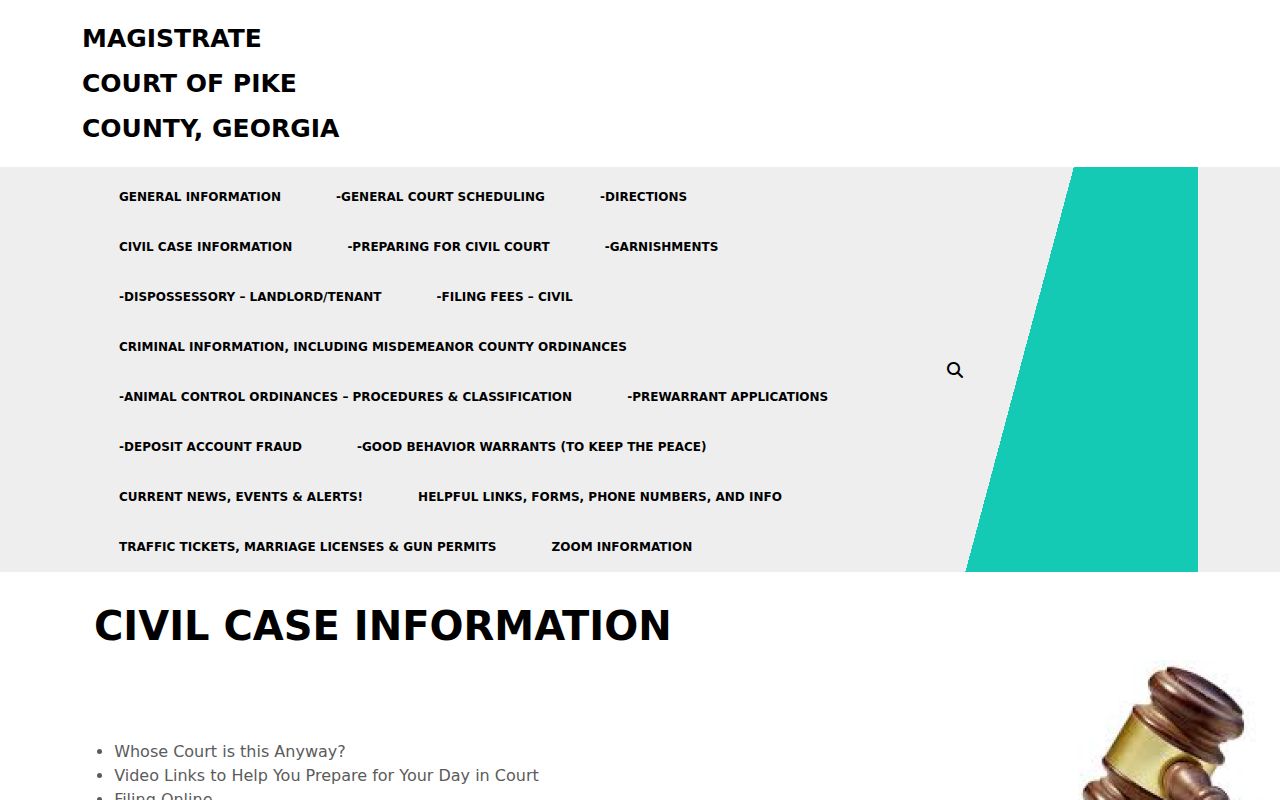 Pike County civil docket Magistrate filing information