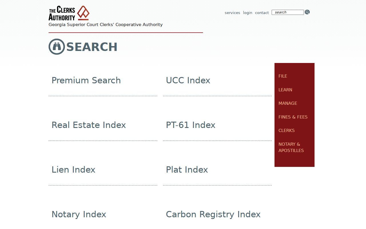 GSCCCA statewide public property and instrument search options