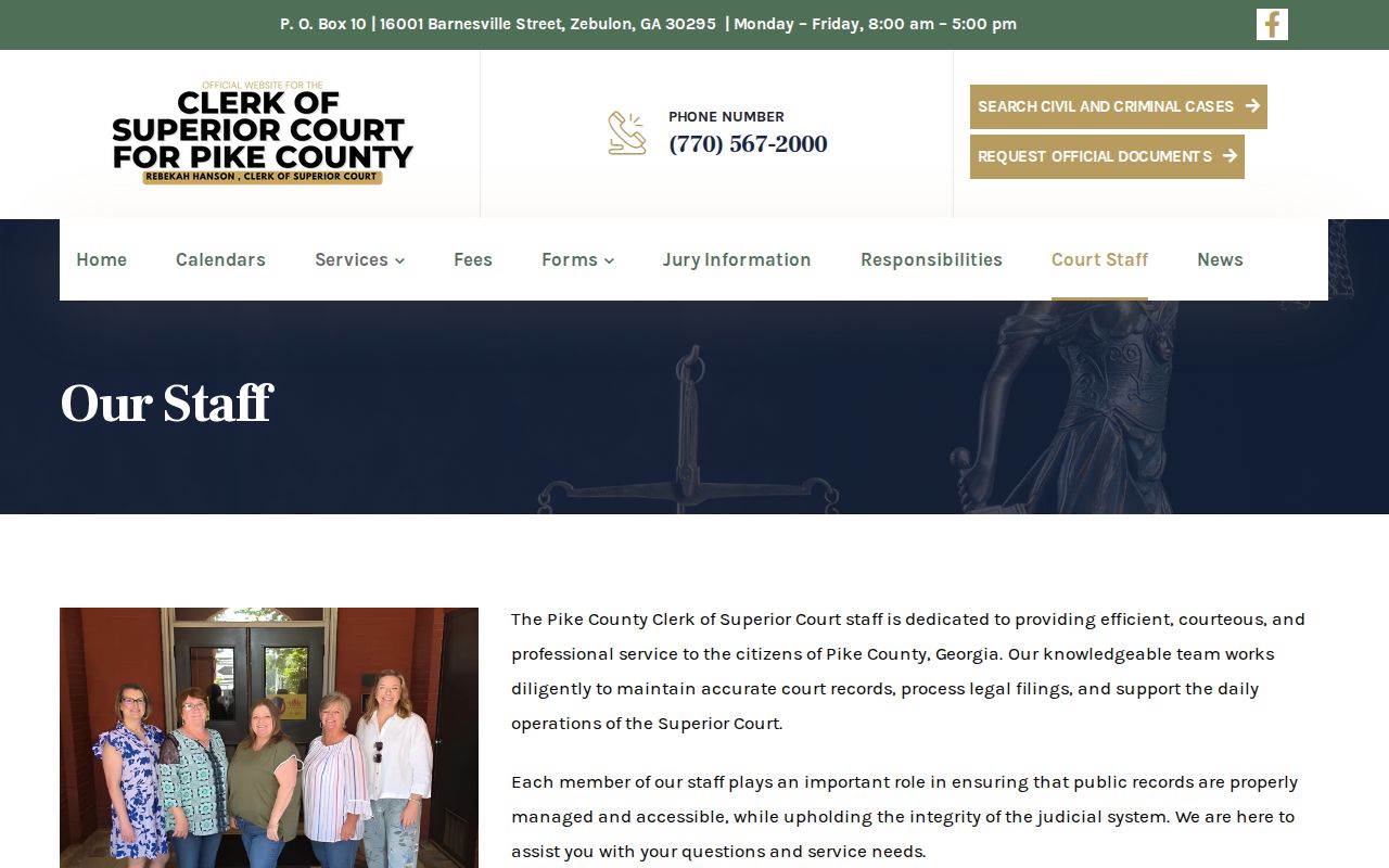 Pike County criminal docket Clerk staff roles