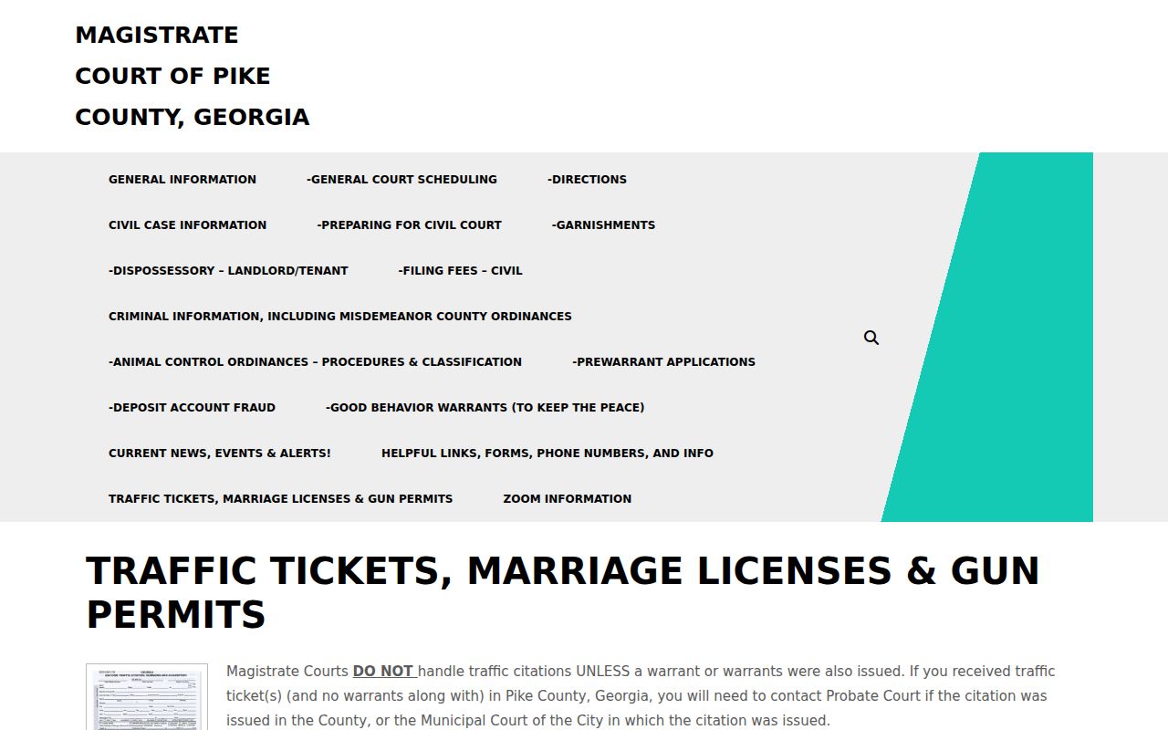 Pike County traffic ticket court routing list